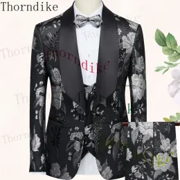 Suits Thorndike Suit Coat Pants Vest 3 Pcs / 2023 Fashion Men's Casual Boutique Business Wedding Groom Dress Blazers Jacket Trousers