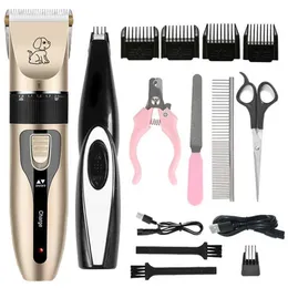 Hårtrimmer Professionell katt- och hund Barber Beauty Kit laddningsbar Pet Razor Set Animal Machine Low Noise Q240427