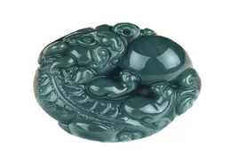 Fina smycken ren naturlig hand snidad grön jade säker rika onda sprit modiga trupper amulet häst halsband pendant9290181