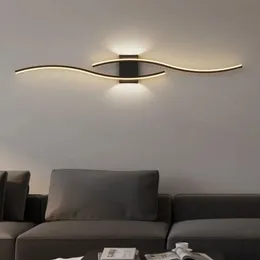 현대 미니멀리스트 LED 벽 라이트 블랙 흰색 인테리어 장식 램프 램프 거실 침대 240418