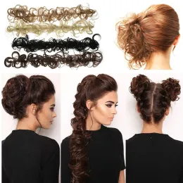 Chignon Chignon Syntetyczne scrunchie niechlujne włosy bułka chignon elastyczna opaska fałszywa do włosów Kurly Tail Pakiet kucyk