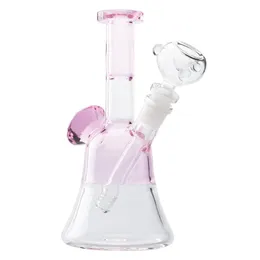 Healthy_Cigarette GB102 About 7.87 Inches Height Pink Glass Water Bong Dab Rig Smoking Pipe Bubbler 14mm Male Dome Bowl Down-stem Quartz Banger Nail