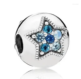 Pietre preziose gemme vere 925 sterling argento stella luminosa con mix blu miscela di blocco a clip tamponieri per perle adattate bracciale bestiame bracciale