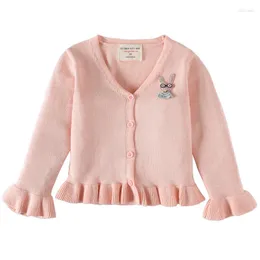Jackets 0-4 Years Girls Cardigan Pink White Red Cotton Sweater Button Jacket Children Coat 1 2 3 4 Old Kids Clothes OGC225114