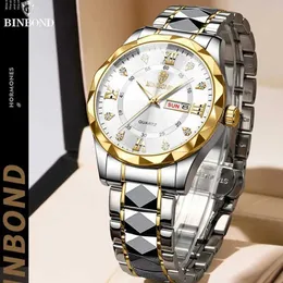 ساعة معصم Binbond B2521 Fashion Luxury Business Mens 30M Waterproof Week Date Clock Sports Quartz Wrist Rebio Masculino Q240426