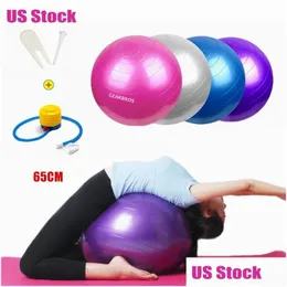 Yoga Balls US Stock 65 см спортивной фитнес Bola Pilates Gym Sport Fitball с насосными тренировками Mas Ball FY8051 Drop Delivery Outdoo dhplu