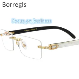 Borregls Buffalo Horn óculos homens quadrados fãos de prescrição fãos de óculos quadros de diamantes óculos ópticos 10070