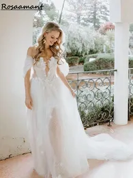 エレガントな幻想3D花A-Line Wedding Dresses Off Offeriques Lace Bridal Gowns Robe De Mariee