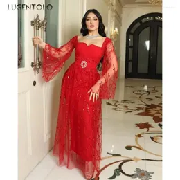 Abiti casual Donne Sexy Dress Sexy Red Long Maniche per perle da festa Slim Elegante Female Elegante Big Swing Spring Summer Maxi