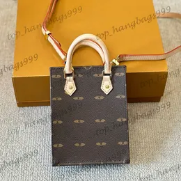 Ladies Vintage Calfskin Mini Sac Plat Bags Printed Old Flower Adjustable Leather Strap Crossbody Shoulder Handbags Cowhide Top Hand Cellphone Vanity Purse 14x17CM
