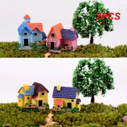 Decorações de jardim 2pcs mini castelo pequena casa fada miniaturas terrário estatuetas artesanato figura ornamento de mestas decoração de micro paisagem
