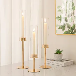 Titulares de vela 3pcs Candlestick Provó -de -ouro Stand Glass Modern Glass for Outdoor Wedding Christmas Deco