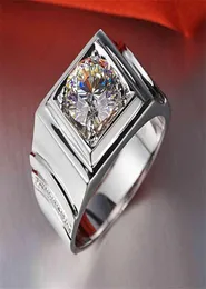 Solid Platinum PT950 Men orygine 1ct okrągły diament Men039s Pierścień zaręczynowy urodziny rocznica biżuterii pudełko prezentowe 5603033