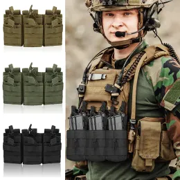 Holsters تكتيكي مول بوش ثلاثي مجلة حقيبة DoubleLayer Mag Pouches Universal Cartridge حامل M4 M14 M16 AK AR Gun Accessories