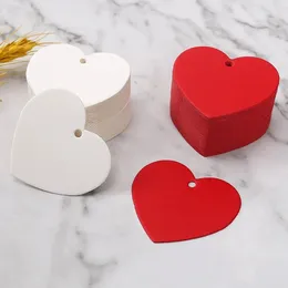 Decoração de festa 100pcs em forma de coração tags de bricolage em branco artesanato embrulhado pendurar cartões -presente de casamento bolo de sobremesa tag