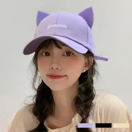 Softball Cute Cat Ear Baseball Cap Women Fashion Caps Casual Solid Cap Men Daily Trend Visors Cotton Breathable Bonnets Unisex Punk Cap