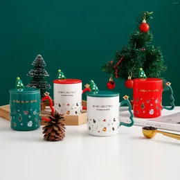 Mugs Christmas Mug Tree Decorative Ceramic Water Bottle With Cover And Spoon Comfortable Grip Lovely Couple Coffee Cup Gift