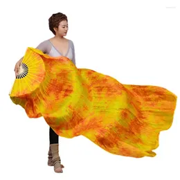 STEG SLEAR HAND DYE SILK Veil Women Belly Dance Costume Accessory One Pair Real Fan Floral Performance Show Props Colorful 1,8m