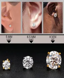 Stud Unisex Classic z Cericate Moissanite Kolczyki dla kobiet biżuteria 925 Sterling Srebrna moda prezent zaręczynowy 5944728