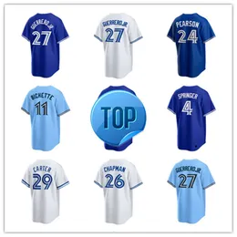 Maglie da baseball Blue Jays Custom Blue Custom Blue Brian Ernie Clement Justin Turner Daniel Vogelbach Davis Schneider Daulton Varsho Chris Bassitt