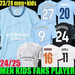 24 25 Haaland Soccer Jersey de Bruyne Grealish Mans Cities Sterling Mahrez Foden fans Player Version Football Tops Shirt Kids Kit Sets