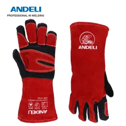 Grills ANDELI 27cm Welding Glove Multifunctional Works Gloves Heat Resistant Mig/Stick/Tig Welder/Grill/Stove/BBQ Protective Gloves