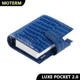 Not Defteri Moterm Luxe 2.0 Serisi Cep Boyutu Halkalar Planlayıcı Defter 30mm Halkalar Taban Tahıl Deri Mini Gündem Organizatör Günlüğü Dergisi