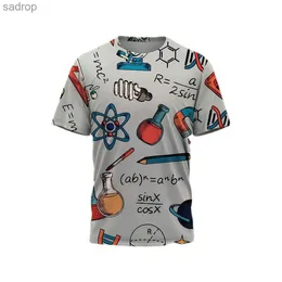 Erkek Tişörtleri Yeni Yaz Erkek Retro Matematik Formül Kimyasal Desen Baskı Gündelik Trend Y2K Kısa Kol Yuvarlak Boyun Nefes Alabilir Taze T-Shirt Topxw