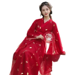 Red Stage desgaste as mulheres tradicionais chinesas hanfu bordando cosplay figurino de tex test traje antigo vestido de fada