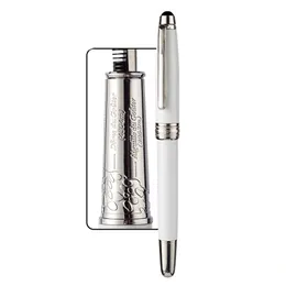 Luxury MSK-163 White Metal BallPoint Pen Rollerball Penball Reliefs Office School Scrittura Penne di fontane con numero di serie IWL666858