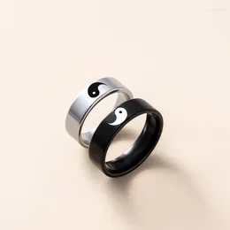 Rings cluster 2 pezzi/set cinese yin yang tai chi bagua coppia anello classico acciaio inossidabile bianco nero per amante