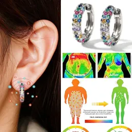 Earrings Crystal Lymphatic Drainage Earrings Colorful Crystal Round Hoop Earrings Fashion Magnetotherapy Weight Loss Slimming Jewelry