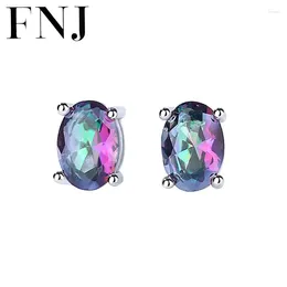 Orecchini per borchie fnj stella zircone 925 gioielli in argento originale Pure S925 Orerile sterling per donne fiore