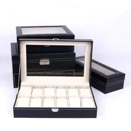 Wellzone 클래식 스타일 Sallable 다중 슬롯 PU 가죽 시계 박스 Homestyle Jewelry Organizer Storage Box Case 240412