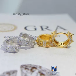 Moissanite Hip Hop Jewelry Earrings Pass Diamond Tester 925 Silver VVS Moissanite Hoop Iced Out Moissanite Eor Studs Earrings