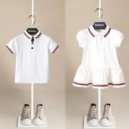Kids Boutique Kleidung für Mädchen Jungen Sommer Polo T-Shirt Kleid Kinder Familienfamilienübereinstimmung Outfits Bruder Schwester Baby Kleidung 240424