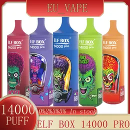 Original ELF Box 14000 Pro Puff 14K Puffs 14000 Disponibla E Cigaretter LED Display 1,0Hm Mesh Coil 25 ML POD Battery laddningsbar elektronisk puff 14K RGB Lättpenn