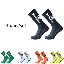 3PairSlot Anti Slip Tapedesign Football Socks Mid Calf Non-Slip Soccer Sport Cycling Sport Mens Sock EU38-45 240416