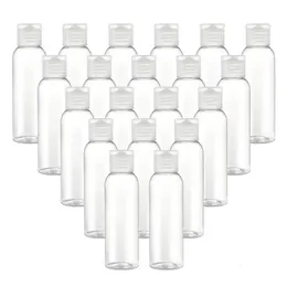 50pcs 5-100 مل من البلاستيك Pet Flip Lid Lid Bottles بالجملة واضحة مستحضرات التجميل حاوية ميني سفر قارورة زجاجة سائلة 240425