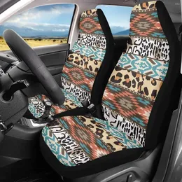 Capas de assento de carro Conjunto de 2 bancos da frente do leopardo tribal dos bancos da frente do sudoeste do estilo asteca respirável tampa de tapete feminino