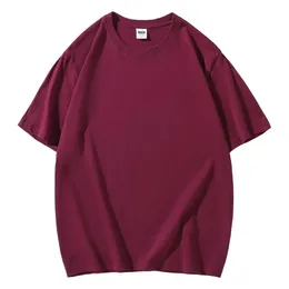 Cotton 210g Pure Drop Shoulder Hermes Kort 25 färg Rund hals Löst passande Casual T-shirt Halvärmad