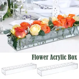 16.12.14.16.18 Löcher klare Acrylblütenvase Rechteck für Esstisch Hochzeit Dekoration Rose Geschenke Box Desktop Home Decor 240423