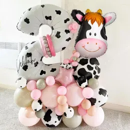 Party Decoration 30 st Western Cow Balloons set med 40 tum 1-9 folienummer Cowboy Cowgirls Birthday Farm Baby Shower