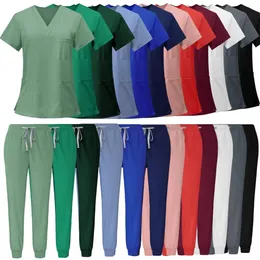 Anti Wrinkle Washable Soft Fabric Nurse Scrubs Hospital Uniform Scrubs Women Jogger Scrubs Set Par 240410