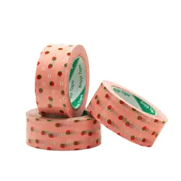4,5 cm 100 m tecknad söt jordgubbsmönster rosa självhäftande tejp hög viskositet hög hållfasthet förpackning diy presentförpackning dekor tejp 240426