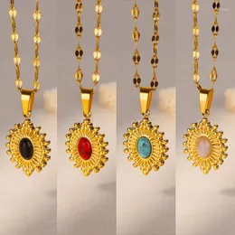 Collane a sospensione collana turchese vintage per donne color oro opal in pietra inossidabile in acciaio inossidabile gioiello regalo per la mamma