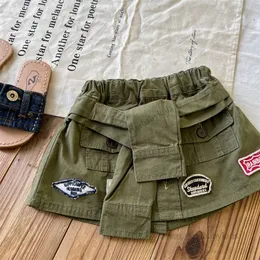 Girls letter badge patch embroidery cargo skirt designer kids lace-up elastic waist skirt summer children casual clothing Z7918