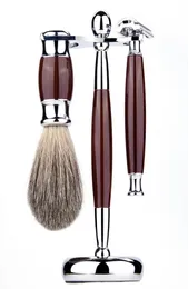 Men039s resina Razoras vintage Definir escova de barba Metal Lelloy Badger Hair Bushes Facos de cara Ferramentas de barbeiro sem lâmina 00873002376
