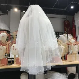 Gelin Peçe Toptan Fildişi Düğün Dökme Gelin Accessoires de Mariage Velo Novia Boncuklu Kısa 2024