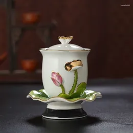 Tee Tassen Buddha Tasse Lotus Wasser Keramik heilige Reinigung weiße Porzellan Gemälde